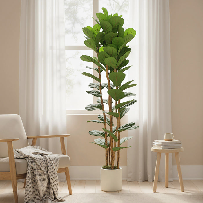 HOMCOM Faux Fiddle Leaf Fig Tree, 6FT Artificial Tree for Indoor Decor