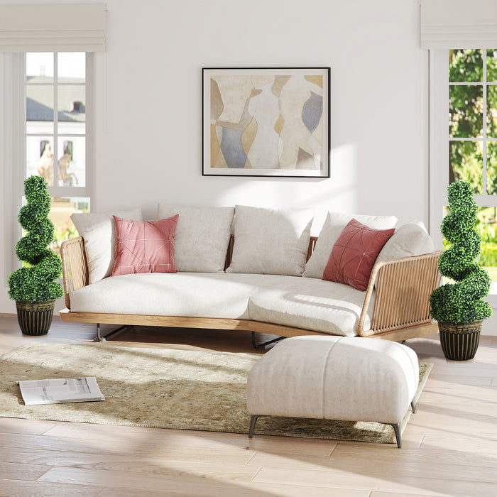 HOMCOM Set of 2 Artificial Plants Topiary Spiral Boxwood Trees in Pot