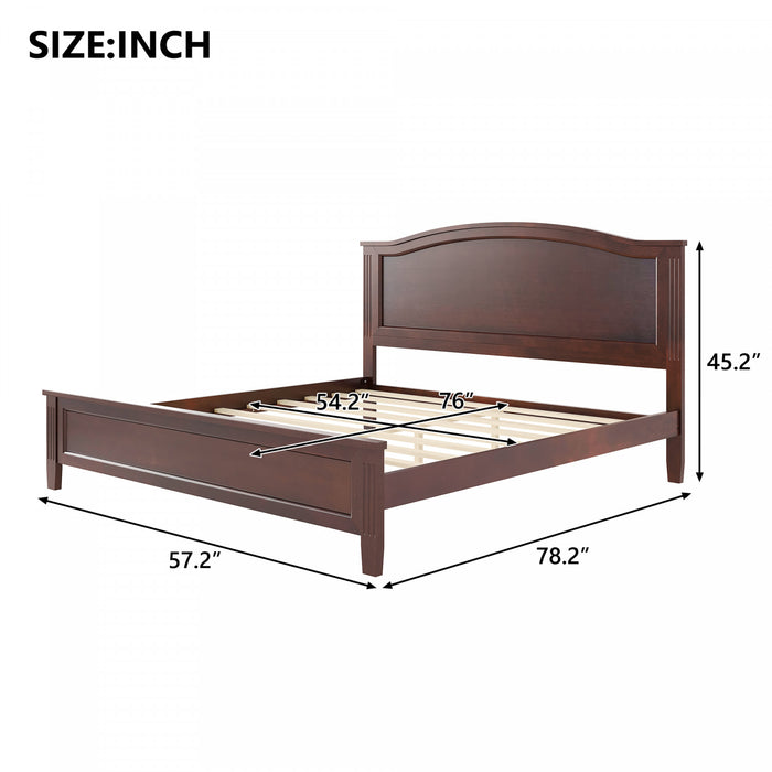 Benson Full Size Solid Wood Platform Bed with Stylish Headboard, Brown