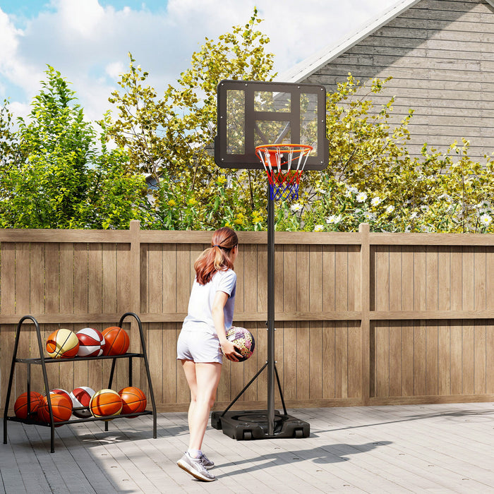 Soozier 4.6-10ft Portable Basketball Hoop with Wheels and 43\" Backboard