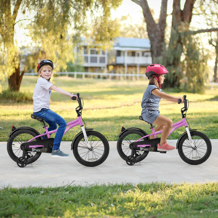 Costway 16\" Kids Bike For 4-7 Years Old Boys & Girls With Adjustable Seat Handbrake Reflectors Purple