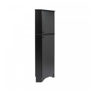 Elite Tall 2-Door Corner Storage Cabinet - Black