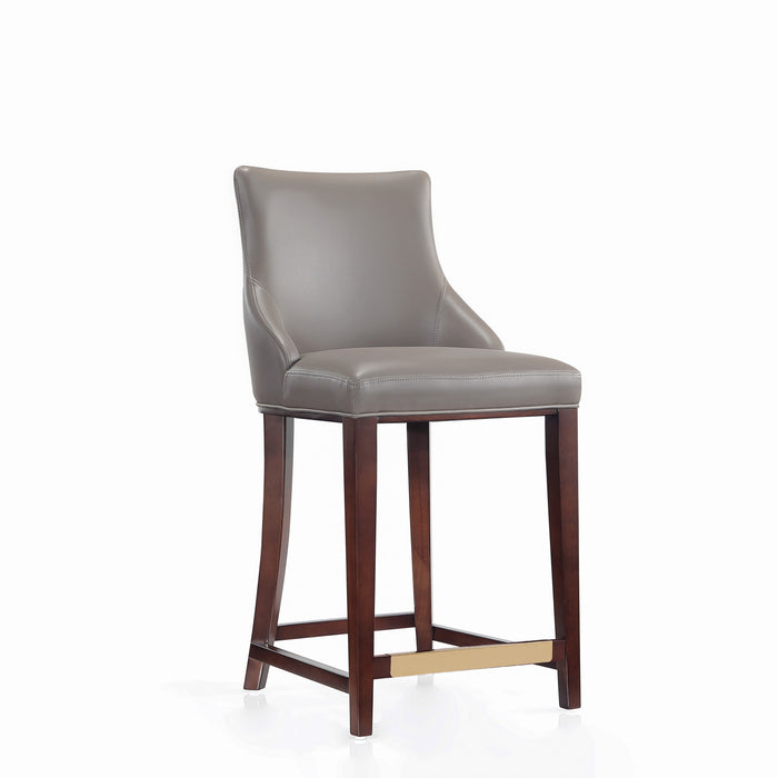 Shubert Modern Wood Upholstered Counter Stool in Dark Taupe - Set of 2