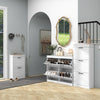 HOMCOM Narrow Shoe Cabinet for Entryway with Flip Drawers Adjustable Shelf