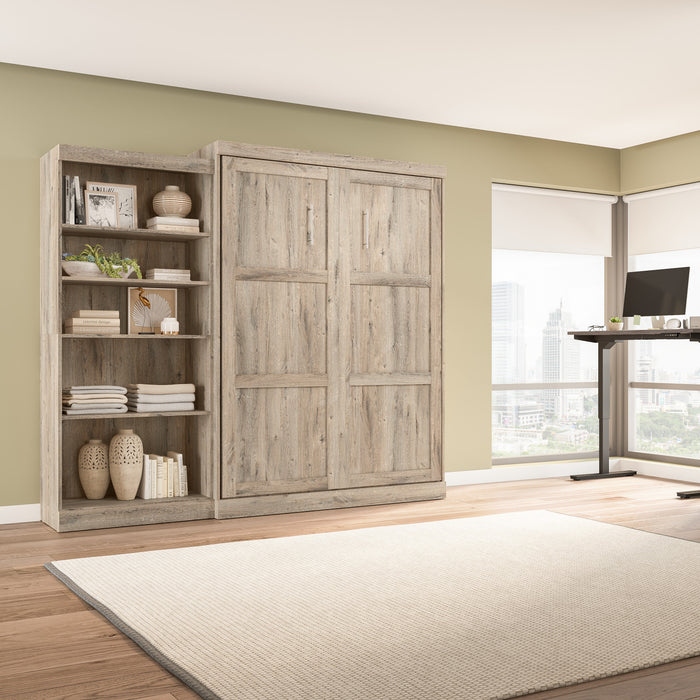 Bestar Pur Queen Murphy Bed with Closet Organizer (101 W) - Rustic Brown