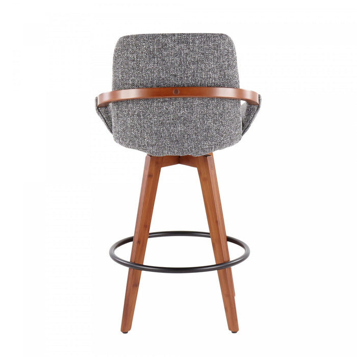 LumiSource Cosmo Fabric Mid-Century Counter-Height Stool - Walnut/Grey