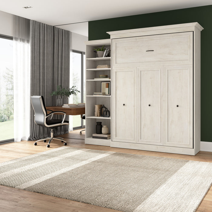 Bestar Versatile Queen Murphy Bed with Closet Organizer (92 W) - Linen White Oak