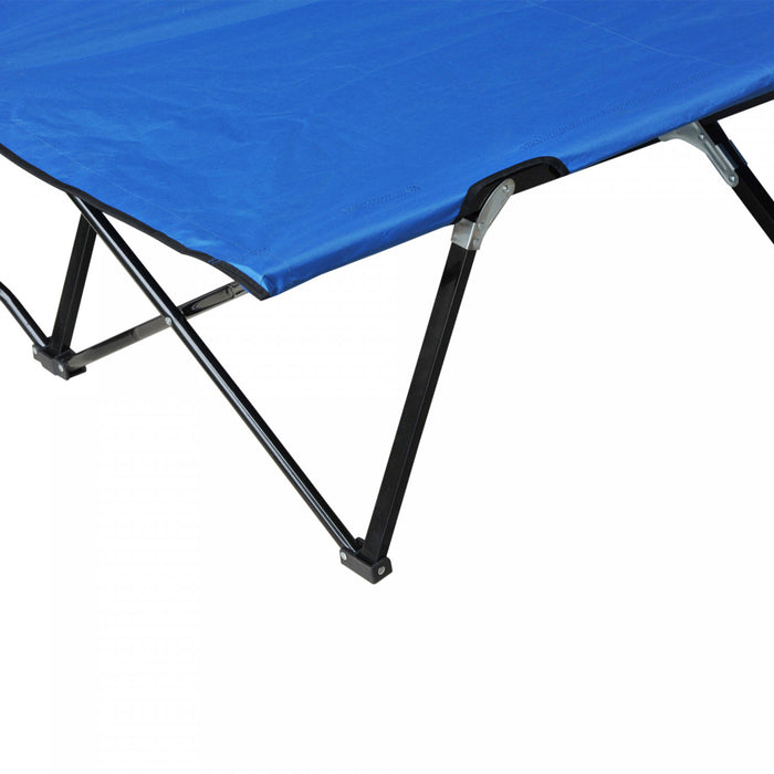 Outsunny 76\" Two Person Folding Camping Cot With Carrying Bag, Blue
