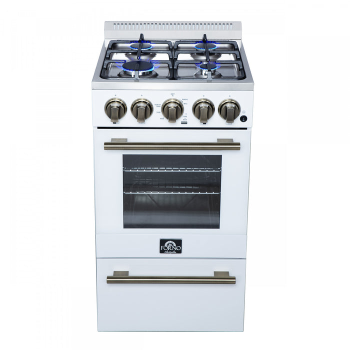 Forno Lamazze 20\" Freestanding Gas Range, White, FFSGS6265-20WHT