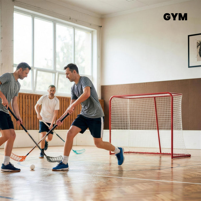 Soozier 5' x 4' Hockey Goal, Easy Set Up Hockey Net with Steel Frame, PE Mesh, Street Hockey Net, Lightweight & Portable, Indoor & Outdoor Training Equipment