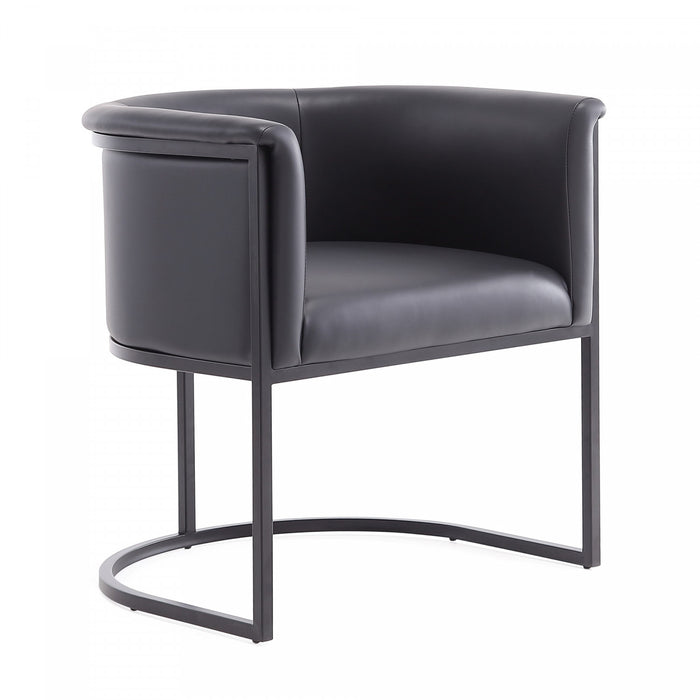 Cosmopolitan Mid-Century Modern Vegan Leather Metal Dining Chair in Black - Set of 2