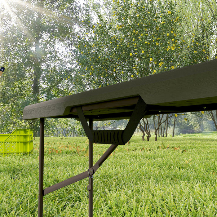 Outsunny 6 Ft Plastic Folding Bench, Portable Bench Seat, Distressed Brown