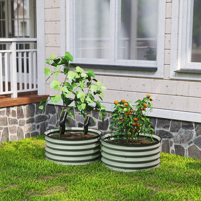 Outsunny Steel Raised Beds for Garden Set of 2 for Growing Flowers, Green