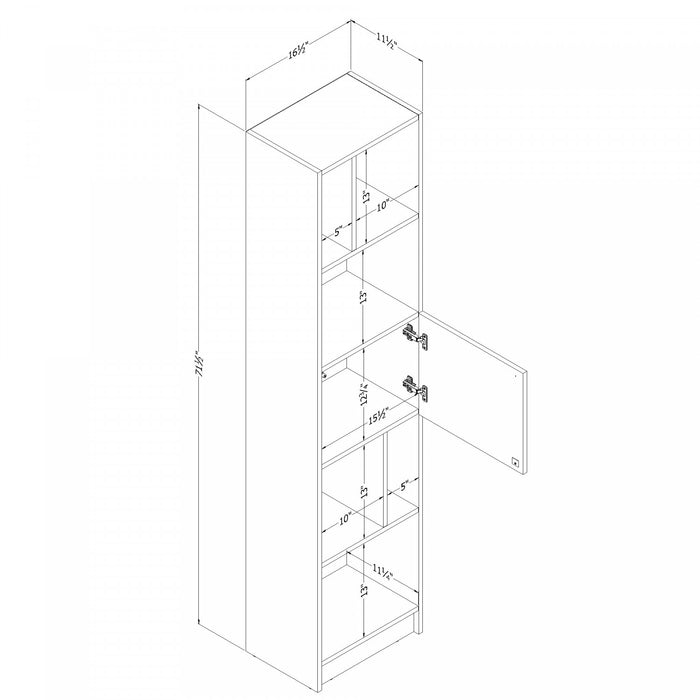 Liora 5-shelf Narrow Bookcase - Pure White 