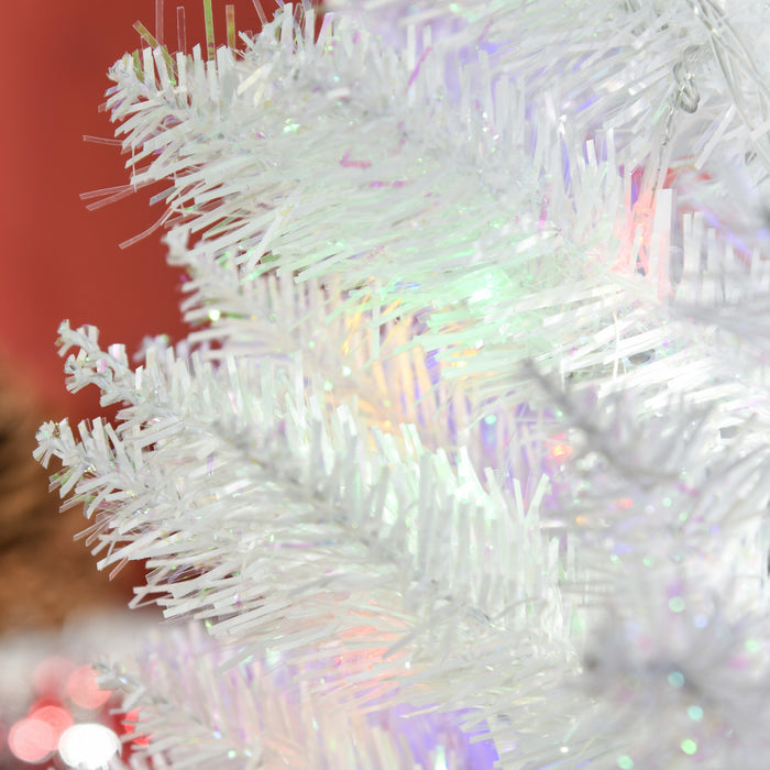 Homcom 7' Slim Artificial Christmas Tree With Colourful Led Lights, White