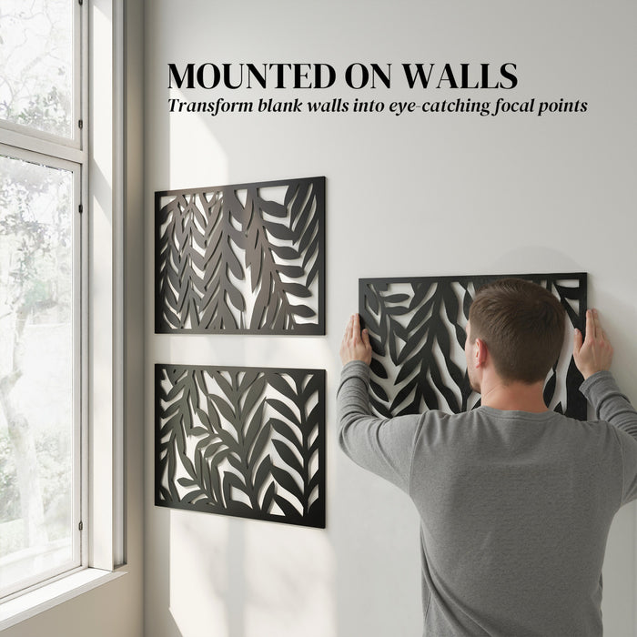 Outsunny 72\" x 38\" Metal Outdoor Privacy Screen, Black