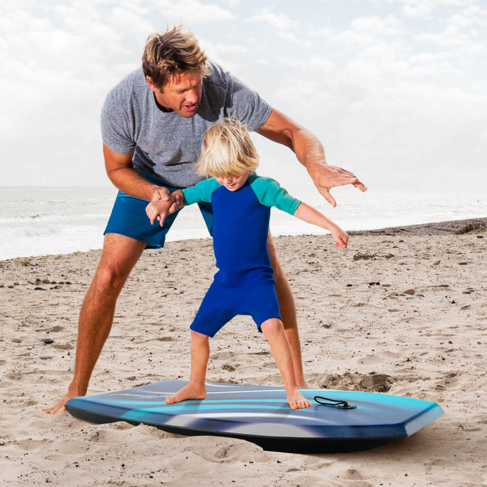 Costway 33\" Lightweight Body Board With Eps Core Xpe Deck Hdpe Bottom Crescent Tail Blue