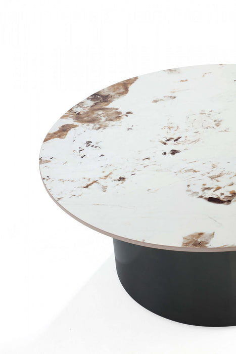 Alondra Modern Glam Sintered Stone Top Coffee Table in Black