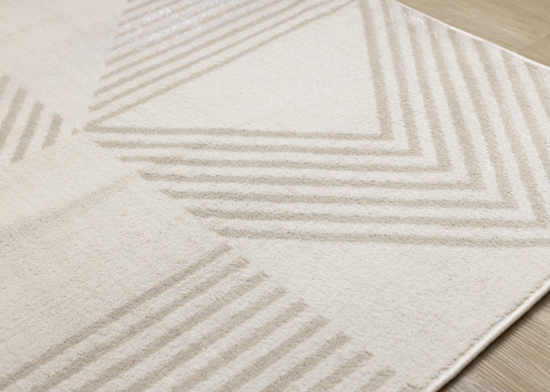 Hudson Modern Geometric Cream Beige Area Rug - 5'3\" x 7'7\"
