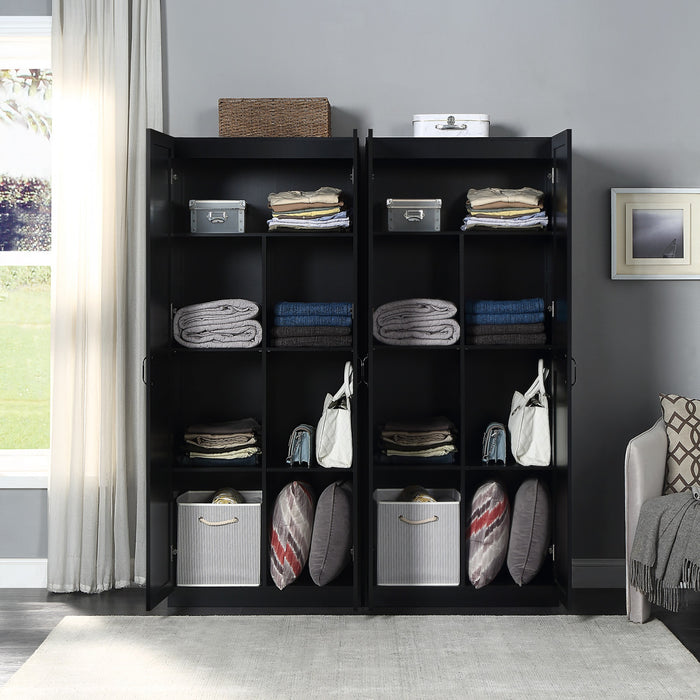 Hopkins Modern 30\" Storage Cabinet in Black (7-Shelf) - Set of 2 Armoire