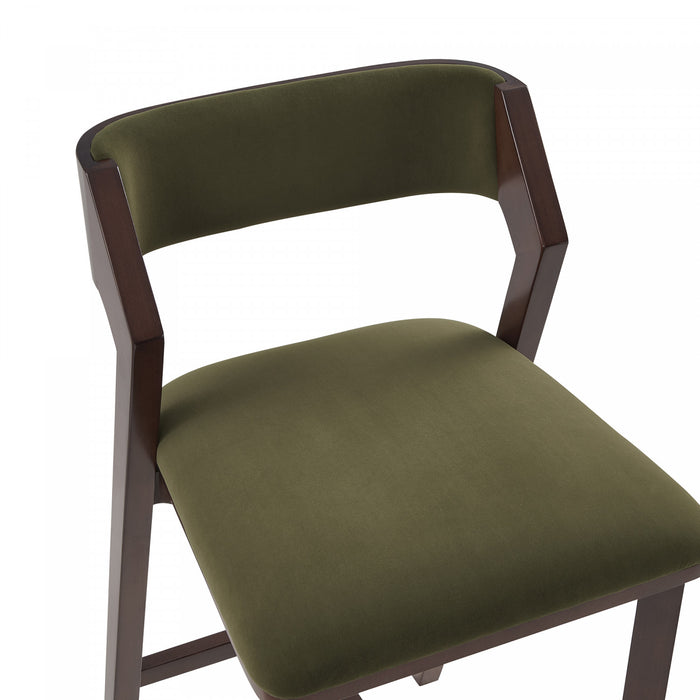 Patricia Modern Wood Upholstered Barstool in Turtle Green - Set of 2