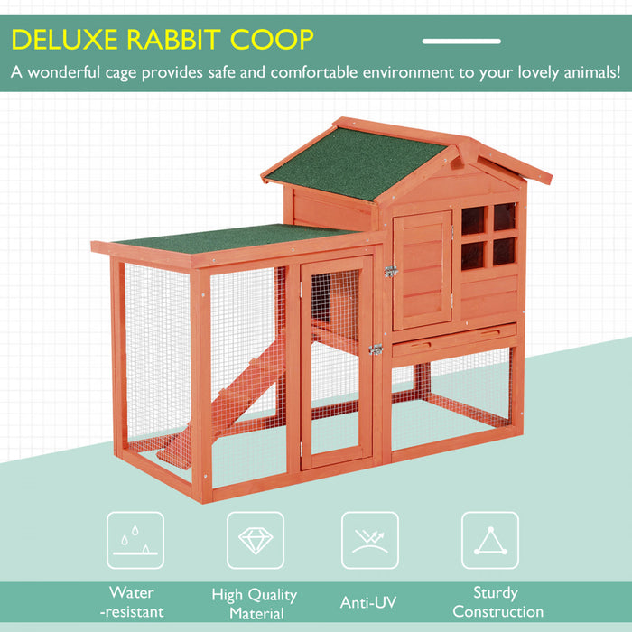 Pawhut 48” X 24\" X 36\" Deluxe Waterproof Rabbit Hutch Wooden Bunny Cage Small Animal House With Ladder And Run