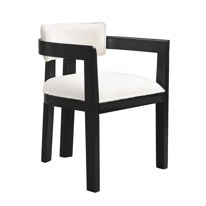 Evelyn Rubberwood Dining Chair with Armrests and Upholstery Seating Set of 2,Black