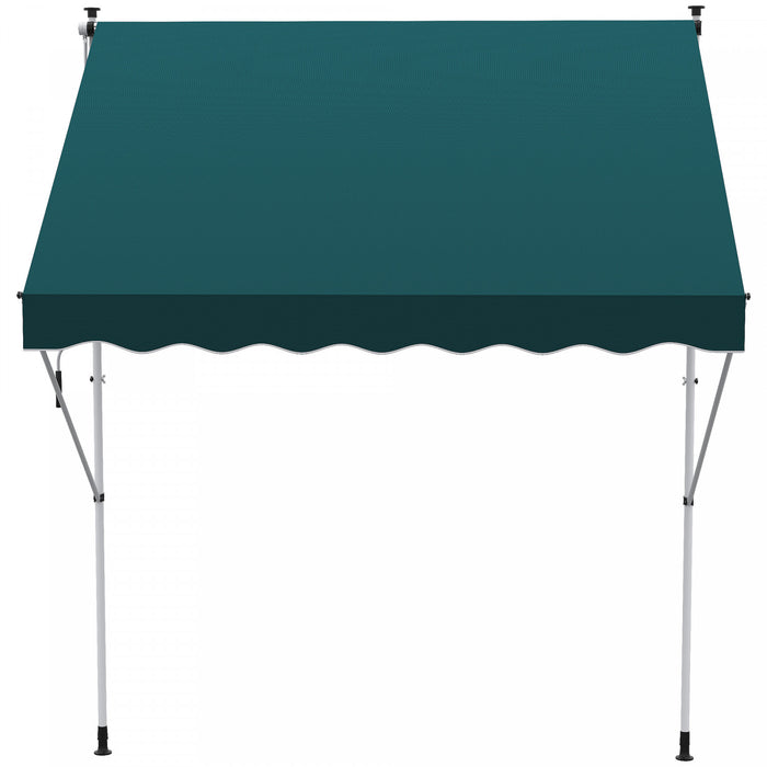Outsunny 6.6'x5' Manual Retractable Patio Awning Window Door Sun Shade Deck Canopy Shelter Water Resistant Uv Protector Green