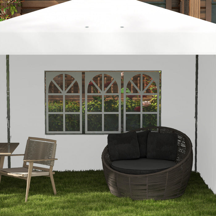 Outsunny 10' X 19' Pop Up Canopy Tent With Sidewalls, Instant Sun Shelter, Tents For Parties, Height Adjustable, With Wheeled Carry Bag And 5 Sand Bags For Outdoor, Garden, Patio