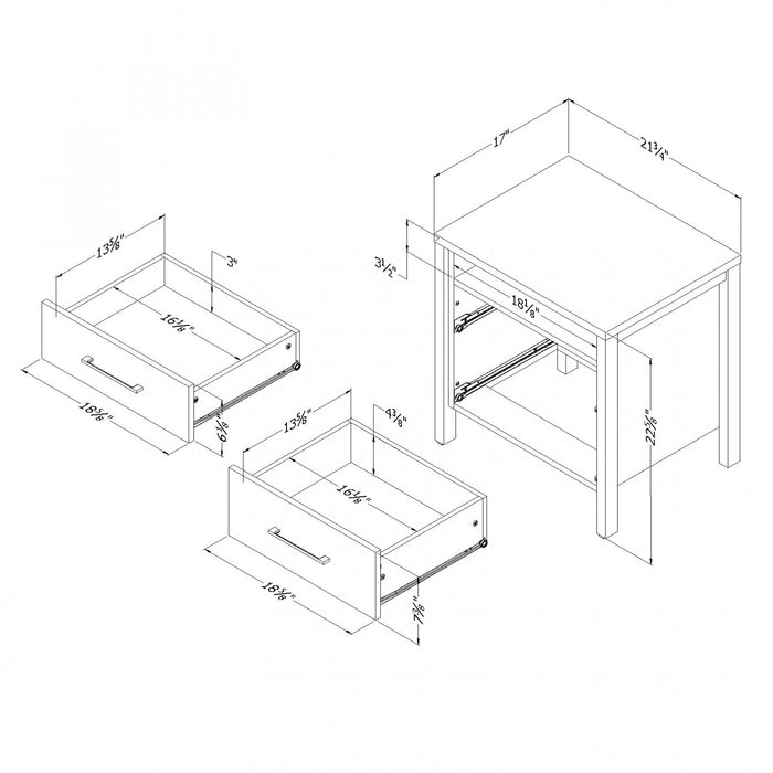 Gravity 2-drawer Nightstand - Gray Maple 