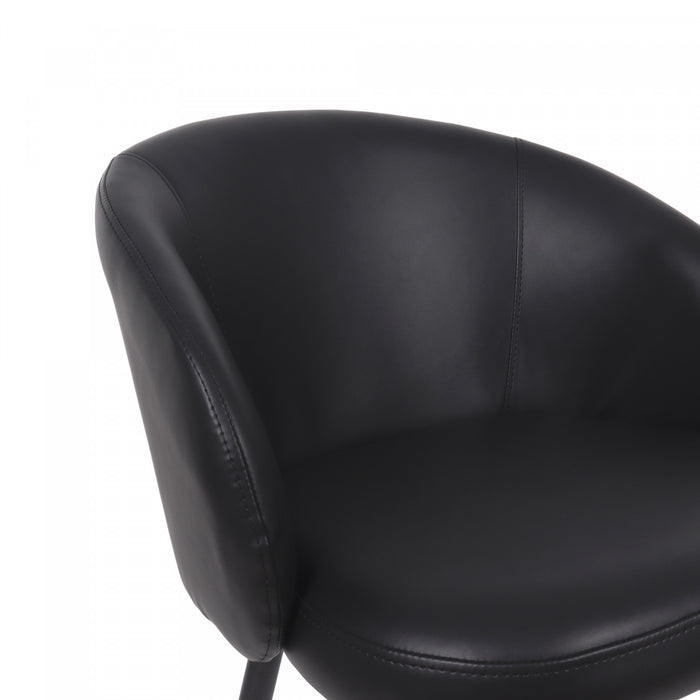Looma Contemporary Modern Vegan Leather Metal Side Chair in Black - Set of 2