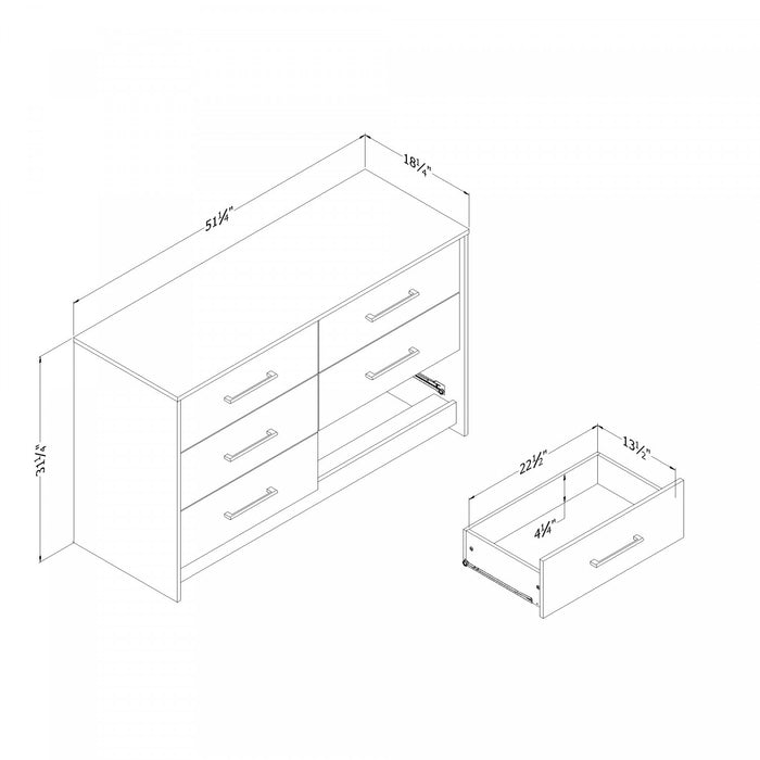 Londen 6-drawer Dresser - Natural Mango 