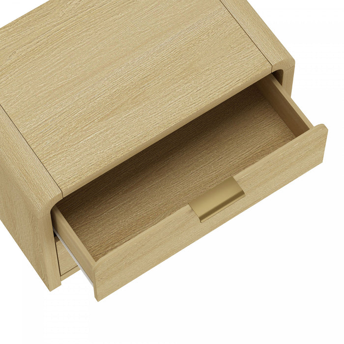 Grace Modern 28\" Nightstand in Natural Oak and Gold (2-Drawer) - Set of 2