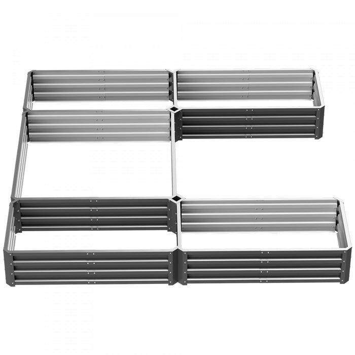 Outsunny 8x8ft Diy Raised Garden Bed, Set Of 5 Large Steel Box Planters For Outdoor Plants, Vegetables, Flowers, Herbs, Easy Assembly, Gray