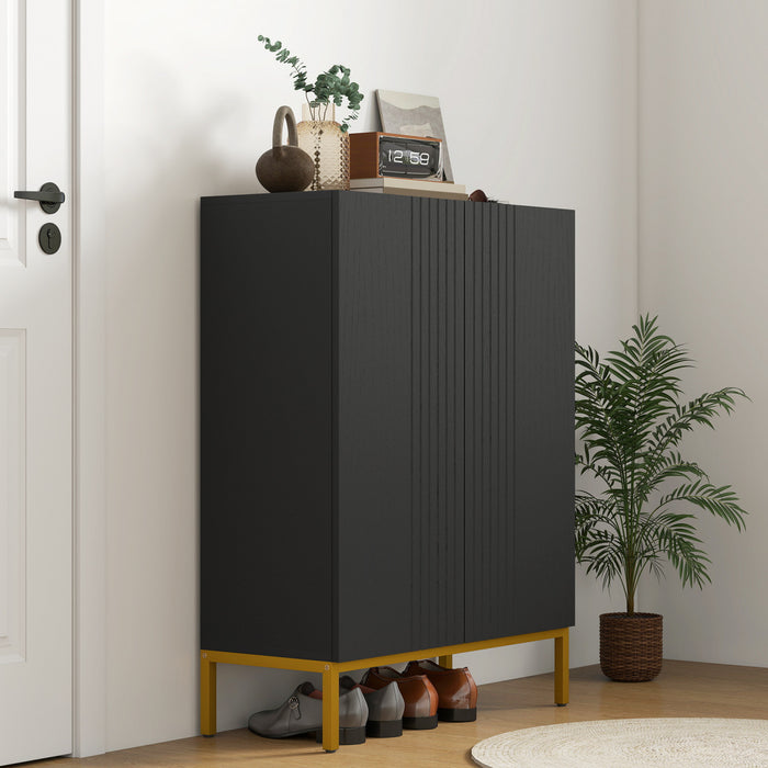 HOMCOM Modern Shoe Storage Cabinet Shoe Cabinet with Soft-Close Doors Black