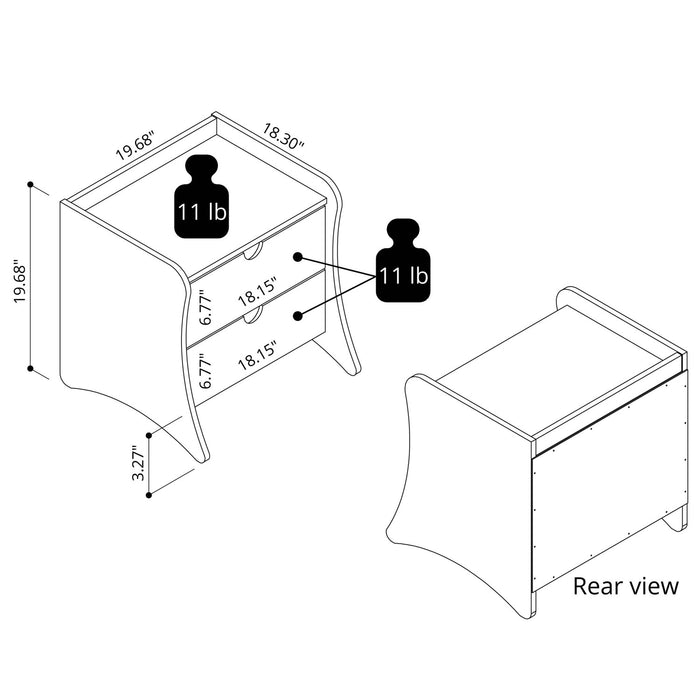 Coney Mid-Century Modern 2-Piece Dresser Set in White