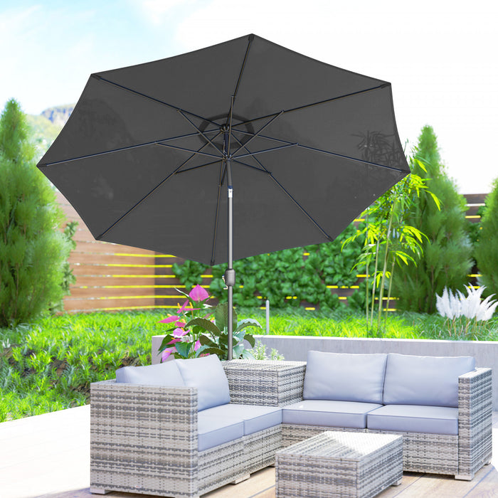Outsunny 10' X 8' Round Market Umbrella, Patio Umbrella, Grey