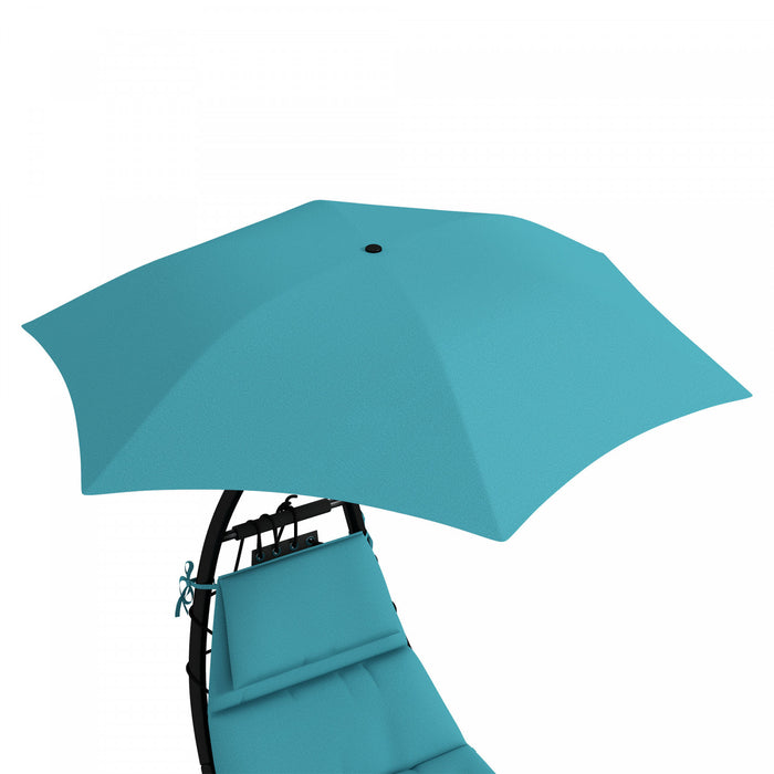 Outsunny Tanning Chair With Sunshade Roof Chaise Lounge Chair, Turquoise