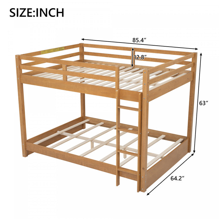 Ethan Solid Wood Queen Size Bunk Bed with Ladder, Sturdy & Space-Saving, Brown
