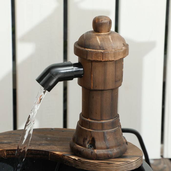 Outsunny Barrel Outdoor Water Garden Fountain With Electric Pump, Carbonized