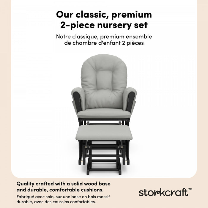Storkcraft Hoop Glider and Ottoman - Black/Light Gray