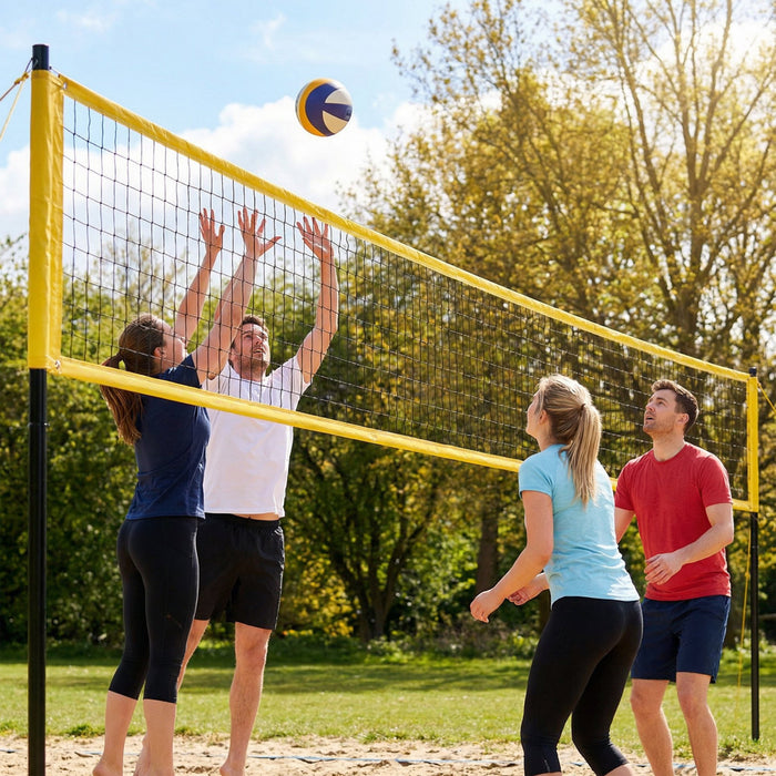 Soozier Portable Volleyball Net Set with Adjustable Height Steel Poles