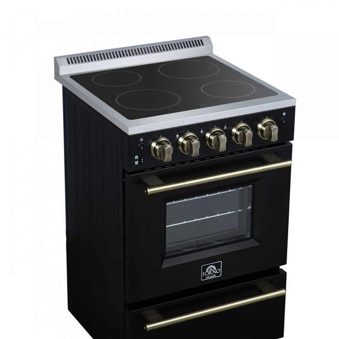 Forno Loiano 24 Inch Freestanding Electric Range in Black, 2.3 cu.ft. with Storage Drawer - FFSEL6099-24BLK