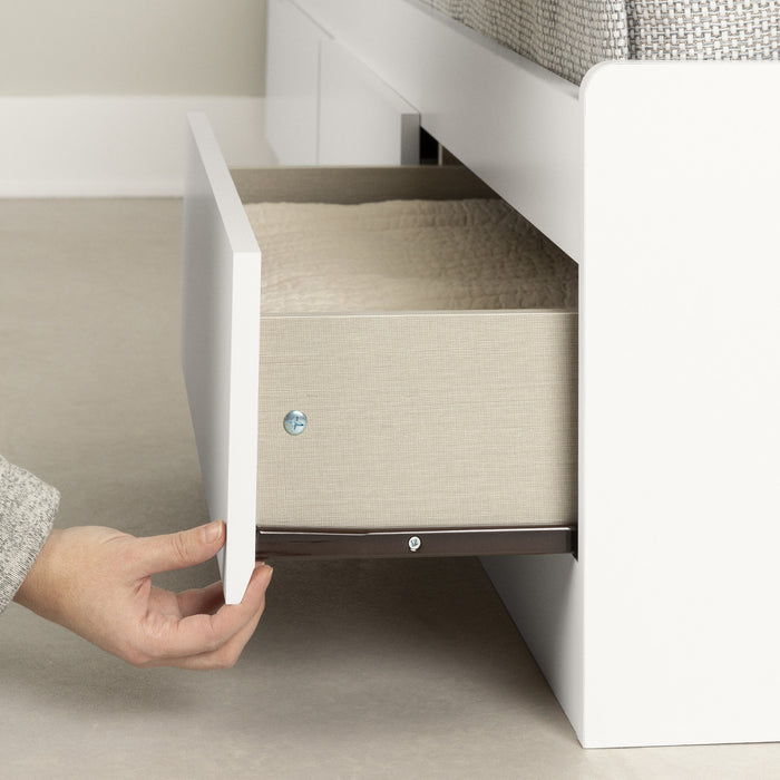 Reevo Mates Bed With Bookcase Headboard Set - Pure White