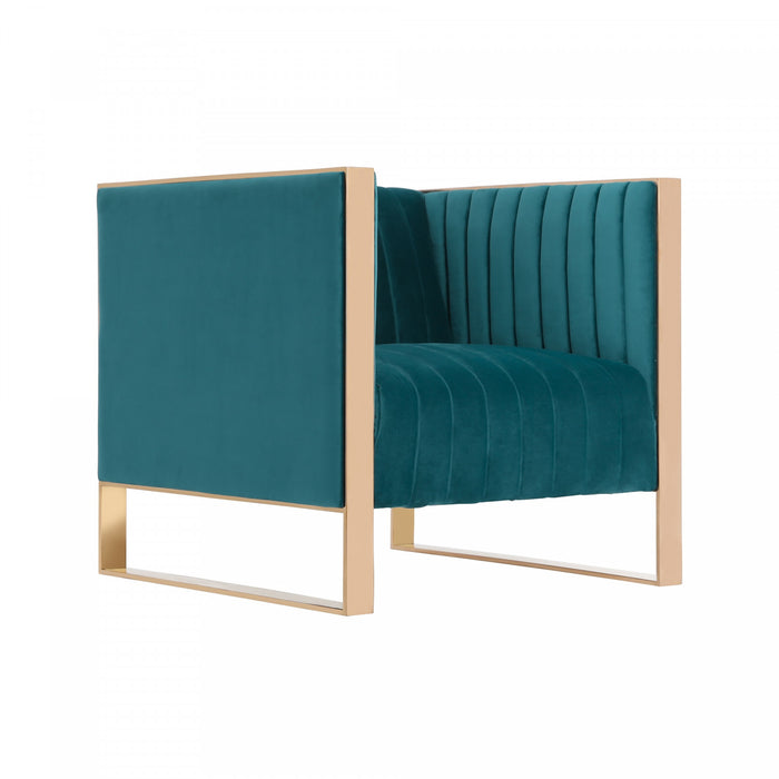 Trillium Mid-Century Modern Velvet Lounge Chair in Teal - Set of 2