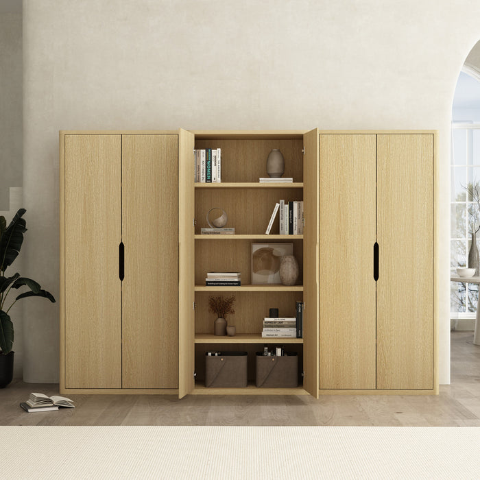 Rivington Modern 38\" Bookcase Cabinet in Natural Oak - Set of 3