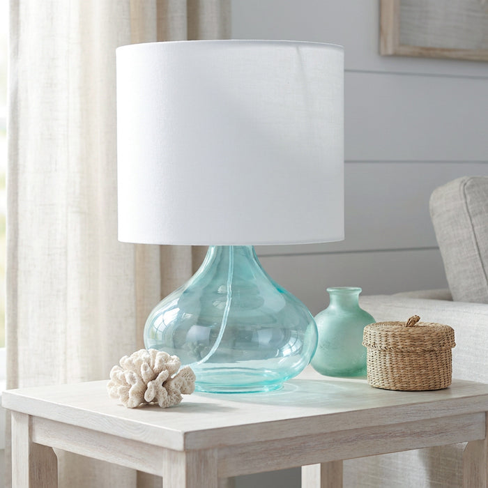Ryley Glass Raindrop Table Lamp, Teal, 13.75\"H