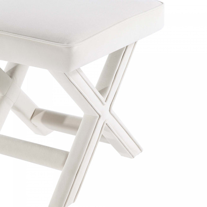 Abigail Mid-Century Modern Upholstered Velvet Accent Bench in Cream