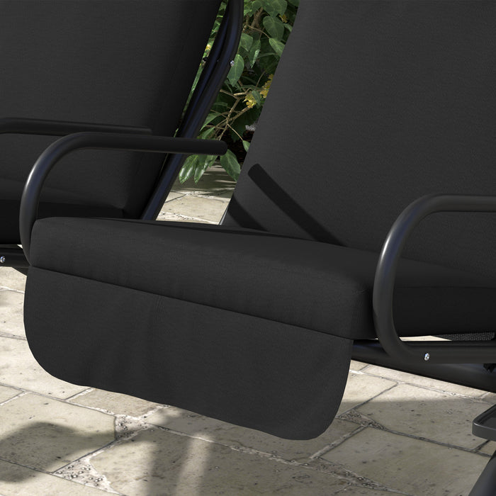 Outsunny 2-seat Patio Swing Chair W/ Removable Canopy & Cup Holders, Black
