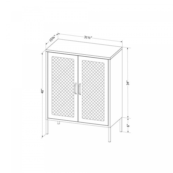 Crea Metal Mesh 2-Door Accent Cabinet - Black